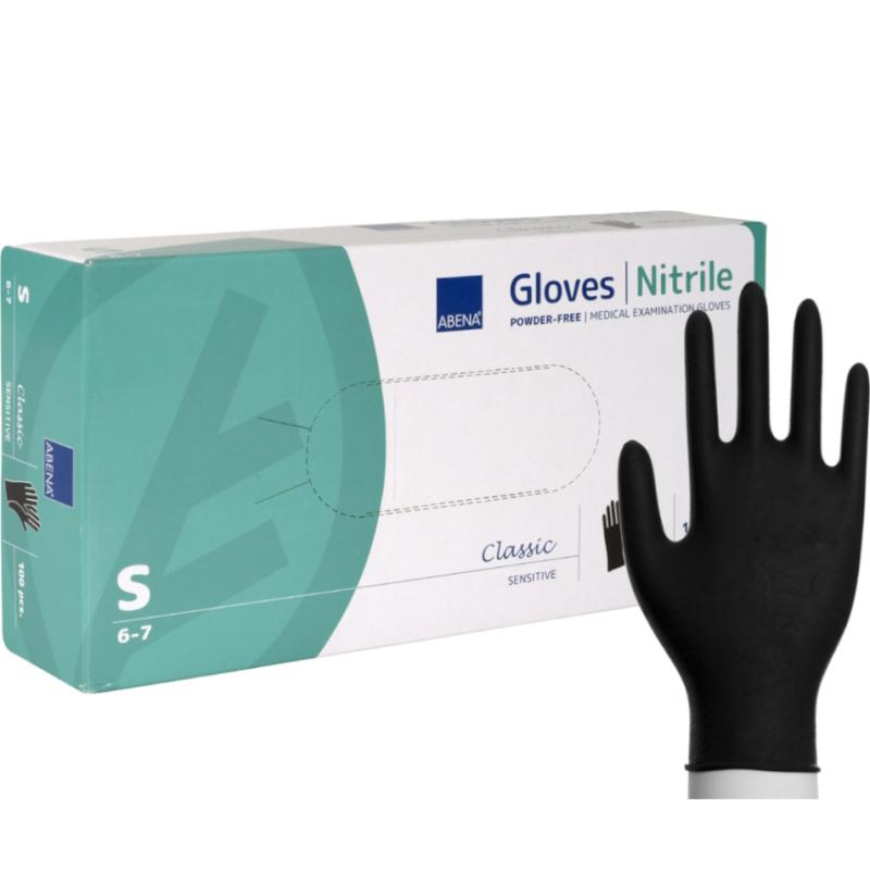 Nitril handsker, Str. S, Sort, 10 x 100 stk, Abena Classic Sensitive
