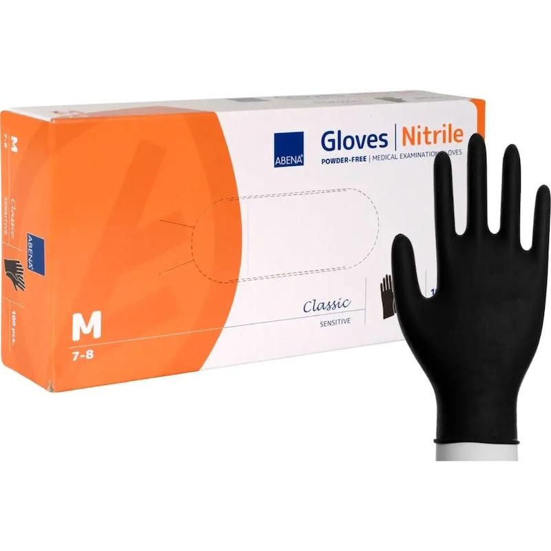 Nitril handsker, Str. M, Sort, 10 x 100 stk, Abena Classic Sensitive