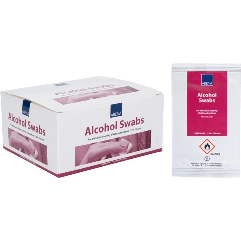 Alkoholserviet / Desinfektionsserviet, 75% Ethanol, ABENA, 50 stk 20x15 cm