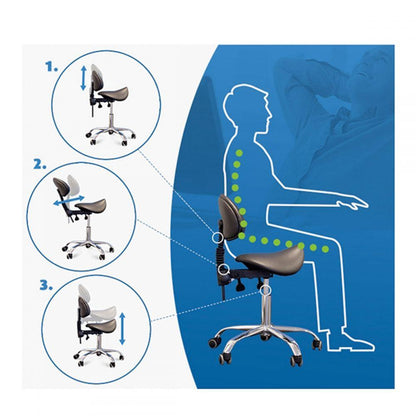 Ergonomisk sadelstol med ryglæn, grå, Bonito 2136