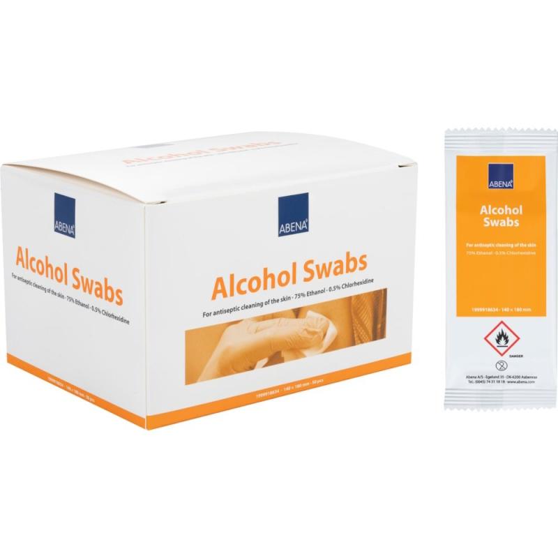 Alkoholserviet, Desinfektionsserviet, 75% ethanol, 0,5% klorhexidin, 50 stk, Abena