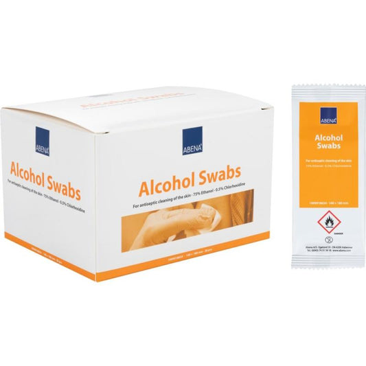 Alkoholserviet, Desinfektionsserviet, 75% ethanol, 0,5% klorhexidin, 50 stk, Abena