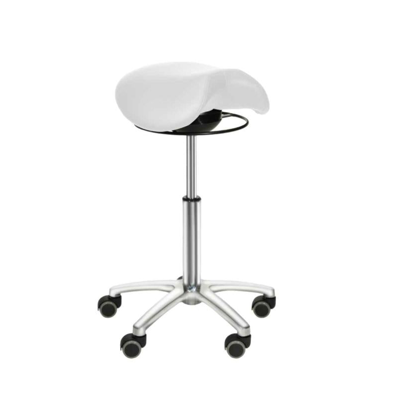 Sadelstol med swing mekanisme, Hvid Teqler