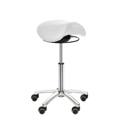 Sadelstol med swing mekanisme, Hvid Teqler