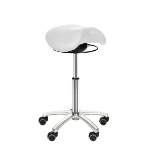Sadelstol med swing mekanisme, Hvid Teqler