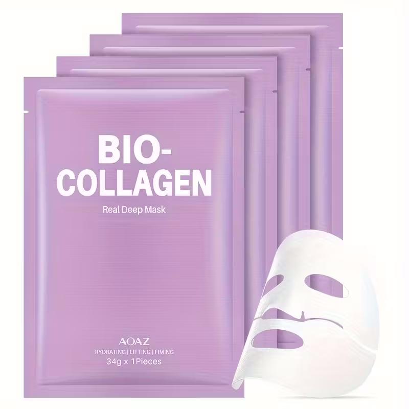 Bio-Collagen Sheet Mask, Æske med 4 stk, AOAZ