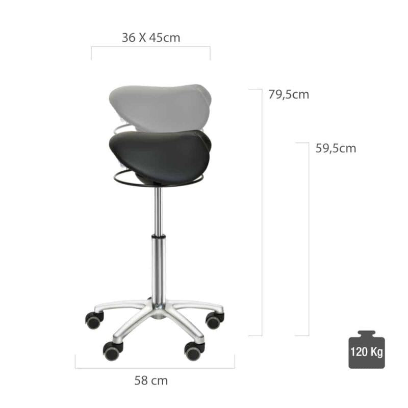 Sadelstol med swing mekanisme, Sort, Teqler
