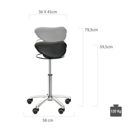 Sadelstol med swing mekanisme, Sort, Teqler