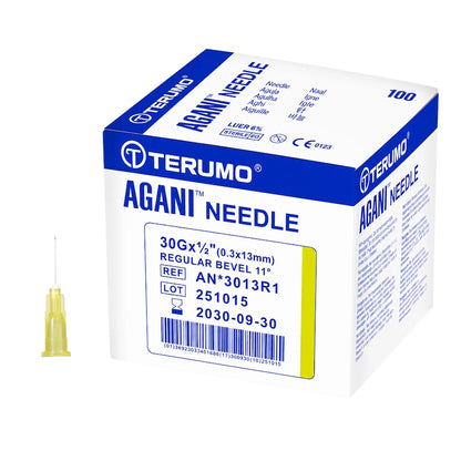 Kanyle 30G x ½", 0,3 x 13 mm, gul, 100 stk, Terumo Agani