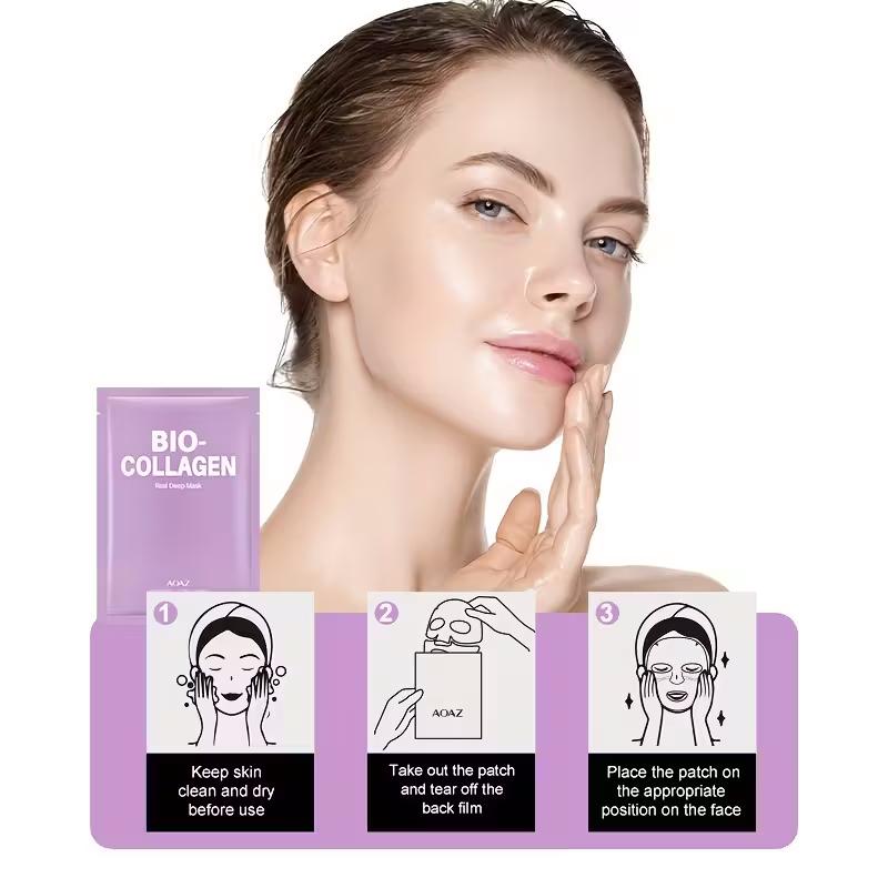 Bio-Collagen Sheet Mask, Æske med 4 stk, AOAZ