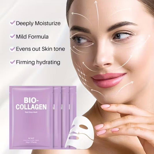 Bio-Collagen Sheet Mask, Æske med 4 stk, AOAZ