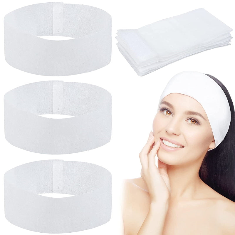 Elastisk Hårbånd Non-woven med velcro, hvidt, 10 stk