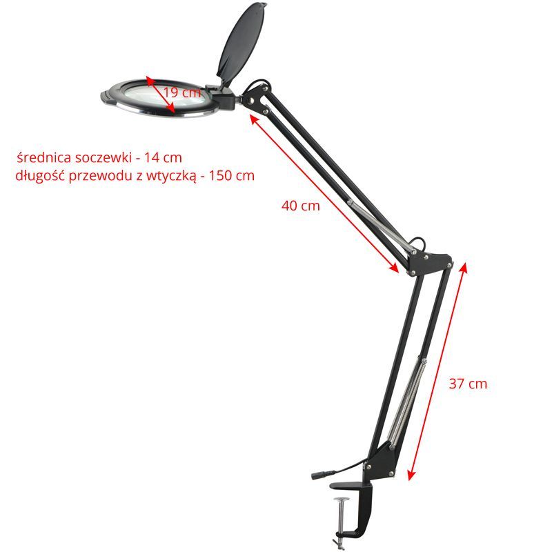 LED Luplampe med gulvstativ, LuxLight 8013/6, Sort