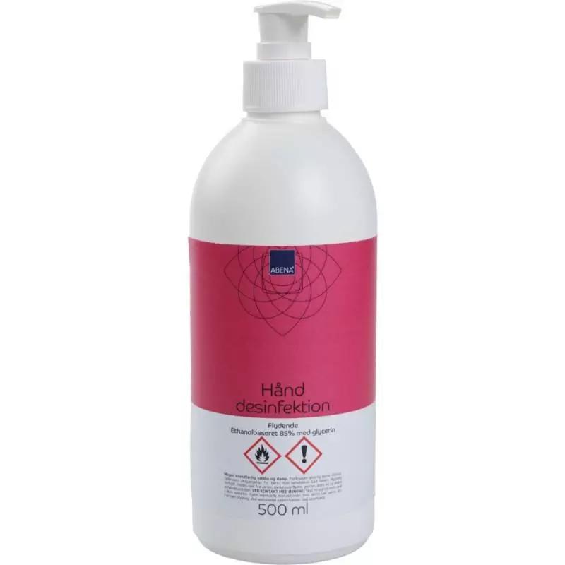 Hånddesinfektion, 85% Ethanol, 500 ml håndsprit med pumpe