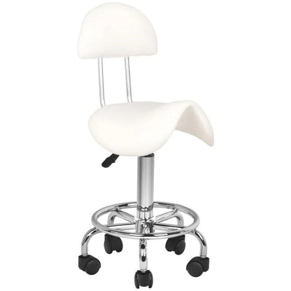 Ergonomisk sadelstol med ryglæn, Model 7112, hvid