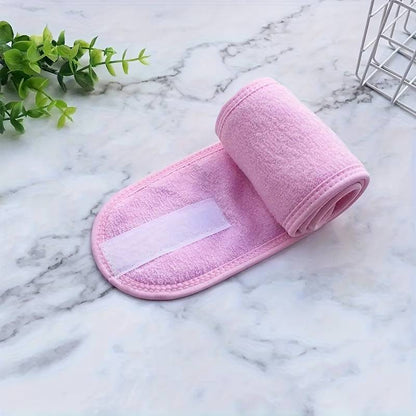 Frotté hårbånd med velcro, Pink