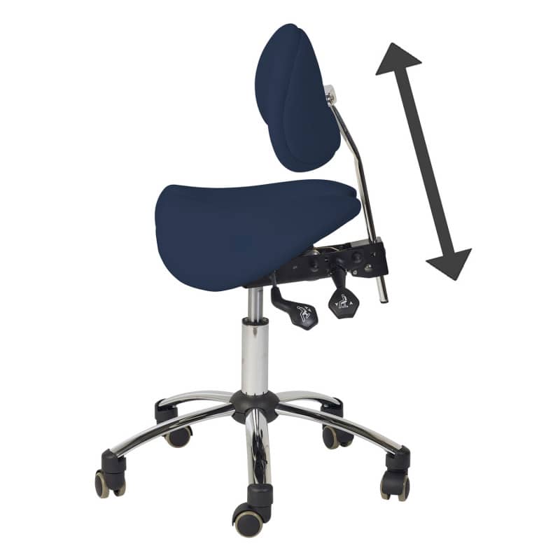 Ergonomisk behandlerstol - Sadelstol med 2-delt sæde og ryglæn, blå