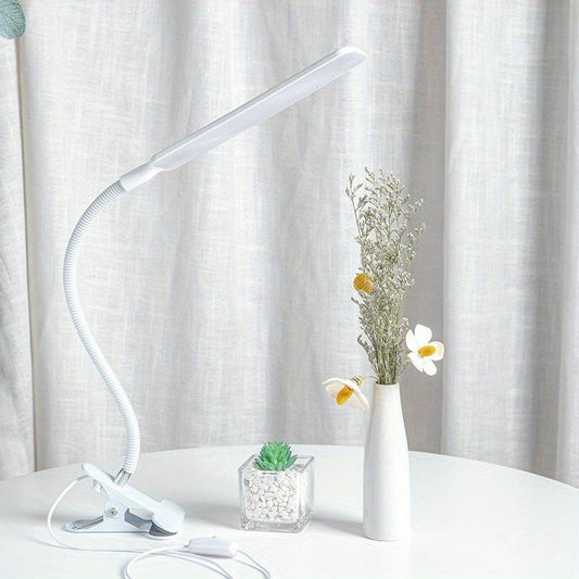 Arbejdslampe med klemme til bord, USB-LED, Hvid
