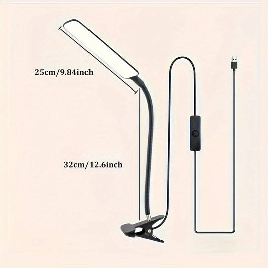 Arbejdslampe med klemme til bord, USB-LED, Hvid