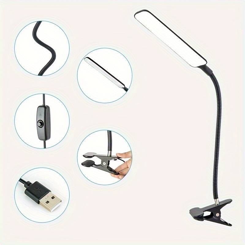 Arbejdslampe med klemme til bord, USB-LED, Sort