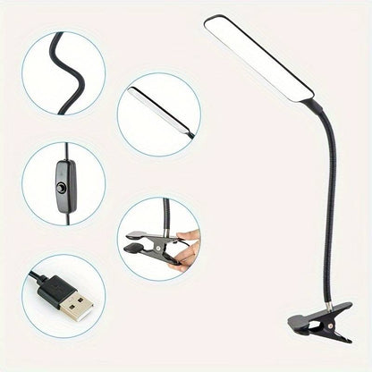 Arbejdslampe med klemme til bord, USB-LED, Sort