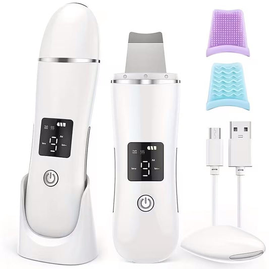 Skin Scrubber med fod til opladning via USB, Hvid